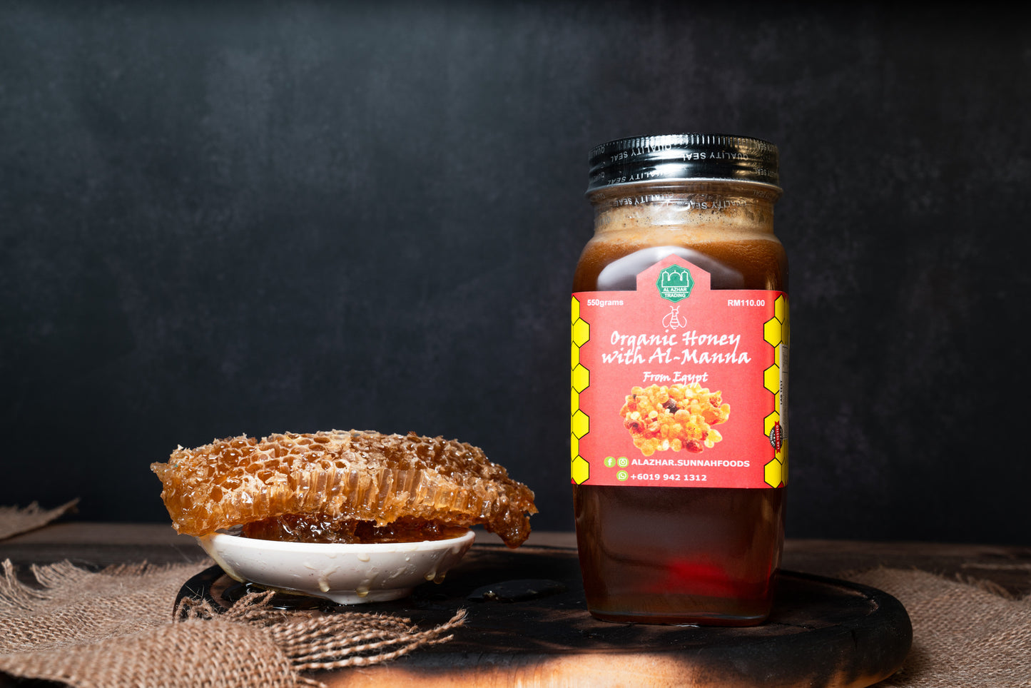Organic Honey With Arabic Gum Al-Manna 550gr