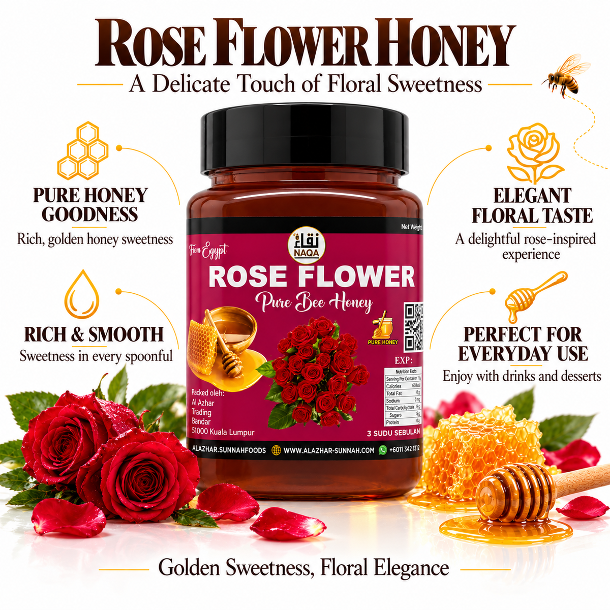 Rose Flower Pure Bee Honey