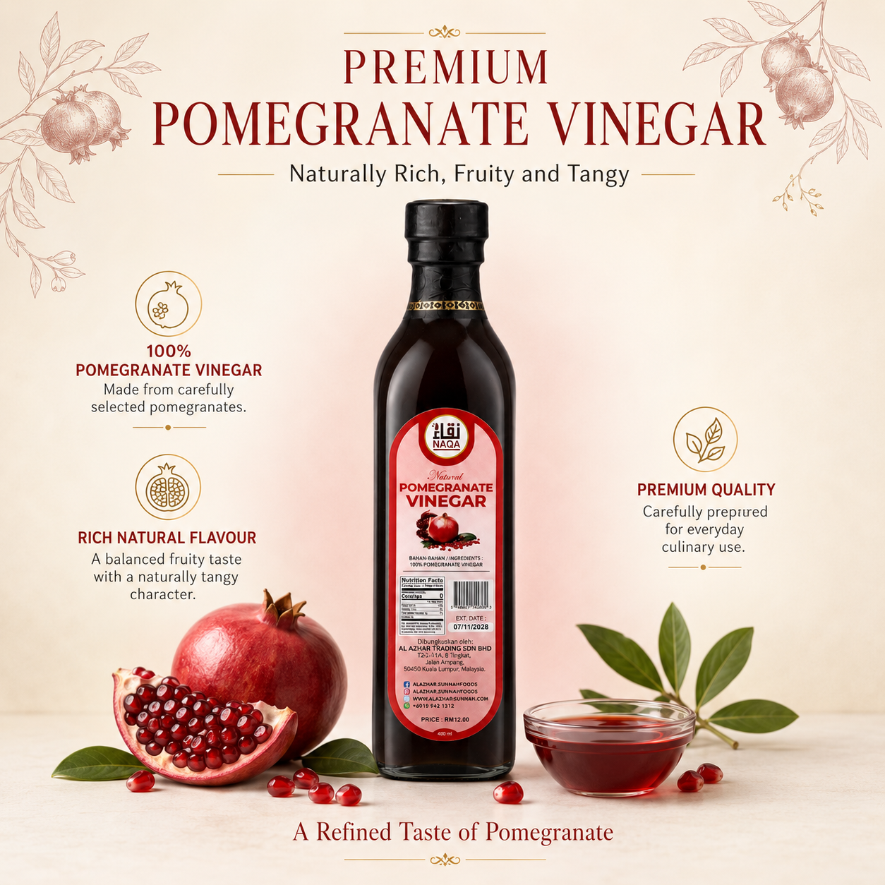 Natural Pomegranate Vinegar 400ml