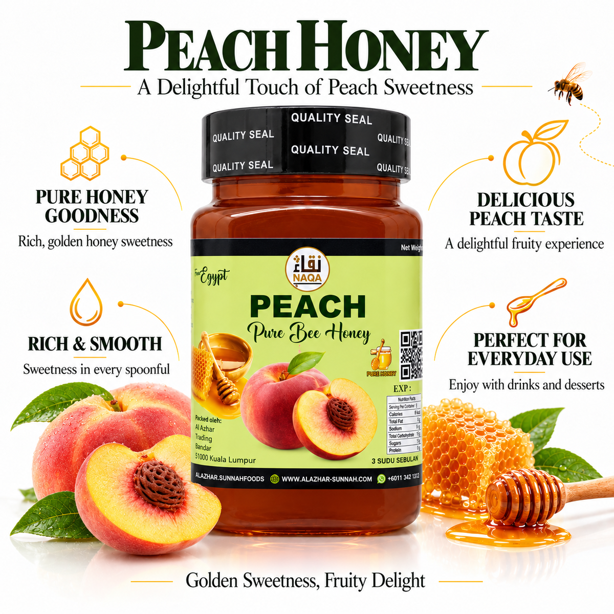 Peach Pure Bee Honey