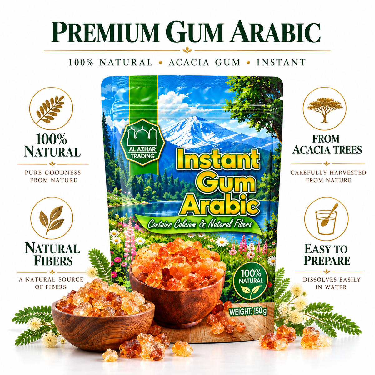 Instant Gum Arabic 100% Natural Acacia Gum