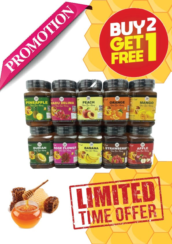 Buy 2 Get 1 FREE Pure Bee Honey with Fruit Flavor